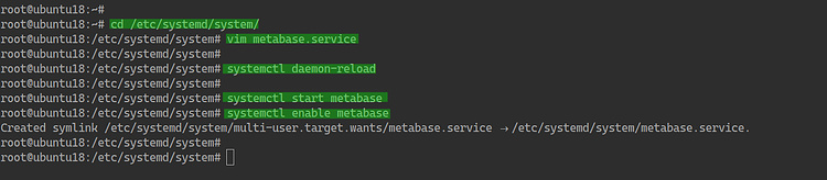 Crear el servicio systemd para la metabase