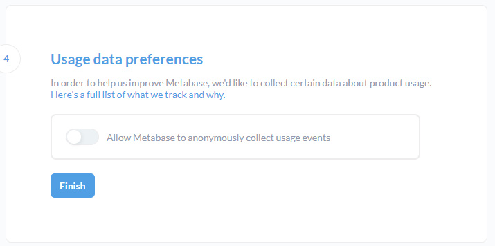 Preferencias de datos de la Metabase