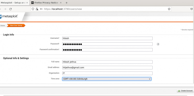 Interfaz web de Metasploit