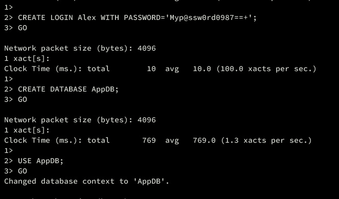 crear login y base de datos