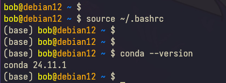 comprueba la versiónb de conda