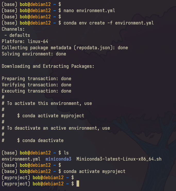 conda a través de la línea de comandos