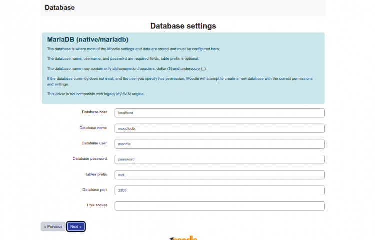 Configuración de la base de datos