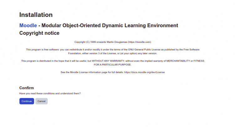 Iniciar la instalación de Moodle