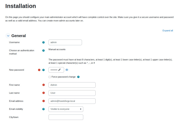 configuración administrativa