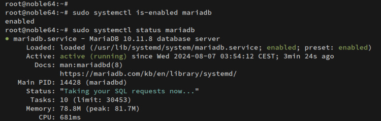 comprobar mariadb