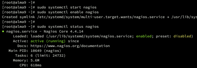 iniciar verificar nagios