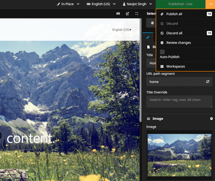 Neos Publicar cambios