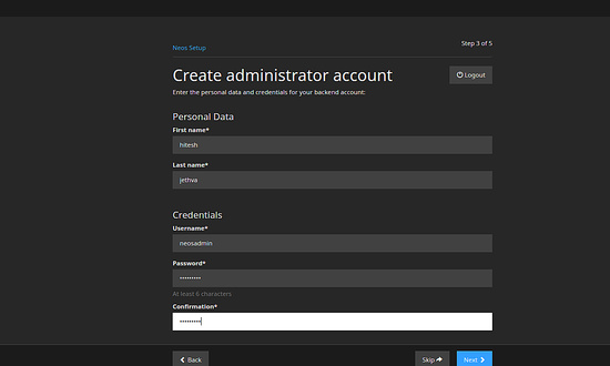 Crear una cuenta de administrador