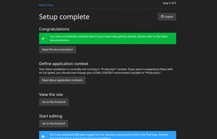 Configuración de Neos completa