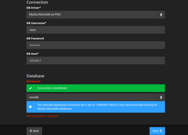 Configuración de la base de datos
