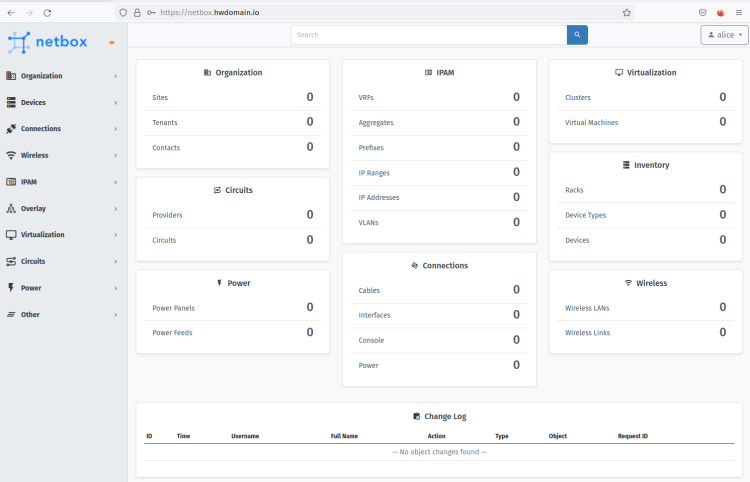 cuadro de mandos de netbox