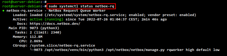 estado del servicio netbox-rq