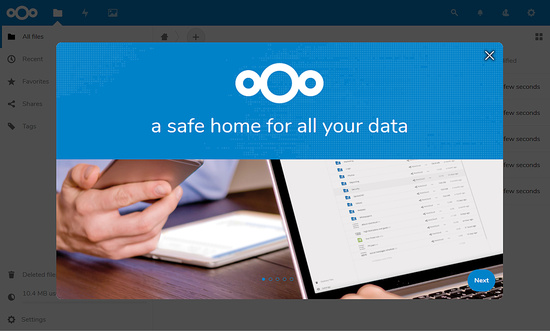 Asistente de primeros pasos de Nextcloud