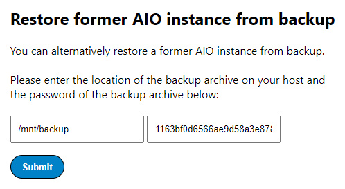 Ruta y contraseña de la copia de seguridad de Nextcloud AIO