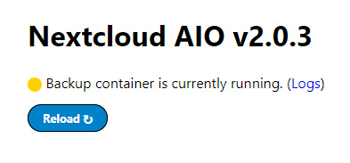 Progreso del contenedor de copia de seguridad Nextcloud AIO