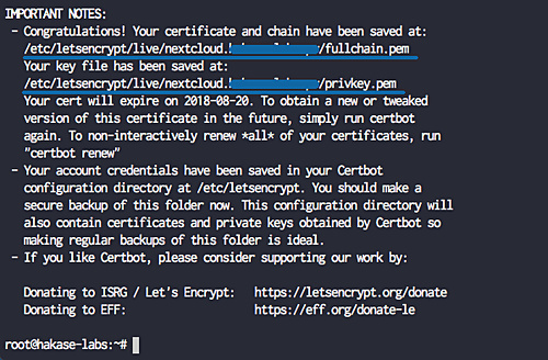 Certificado SSL creado