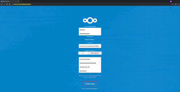 Instalador web de Nextcloud