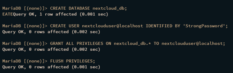 crear base de datos y usuario
