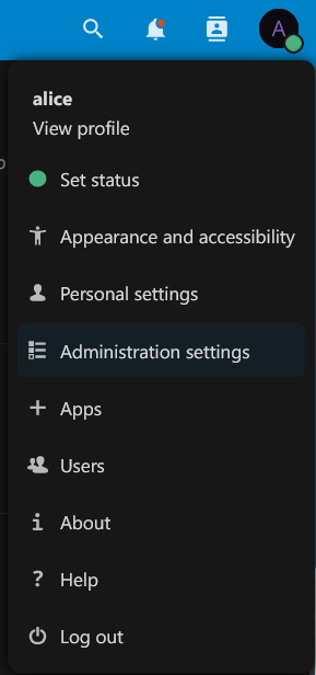 ajustes de administración