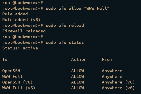 permitir WWW Completo y verificar ufw