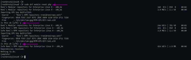 Añadir el repositorio remi de la clave GPG