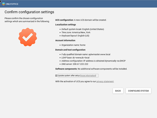 Confirmar los ajustes de configuración