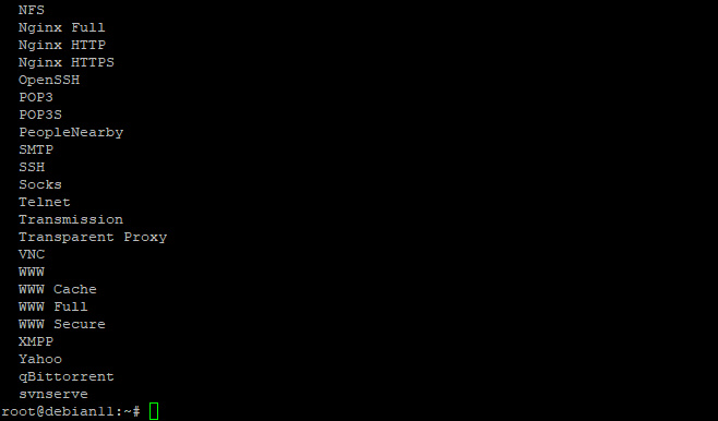 lista de aplicaciones ufw