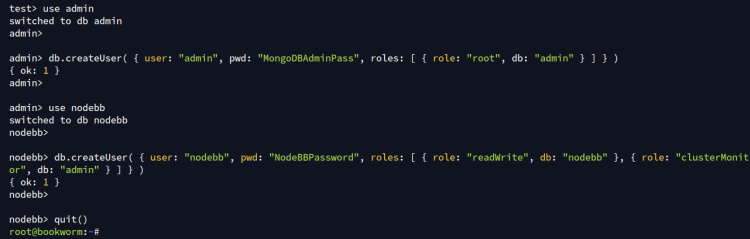 configurar mgonodb admin y crear nueva base de datos y usuario