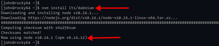 nvm instalar Node.js basado en la liberación del nombre del código