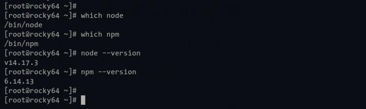 Comprueba la ruta y la versión del binario de Node.js y nom