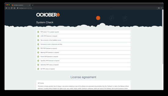 Configuración del CMS de octubre
