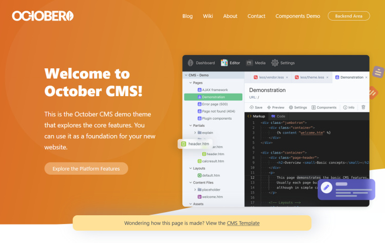 octubre cms página de inicio