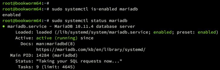 comprobar mariadb