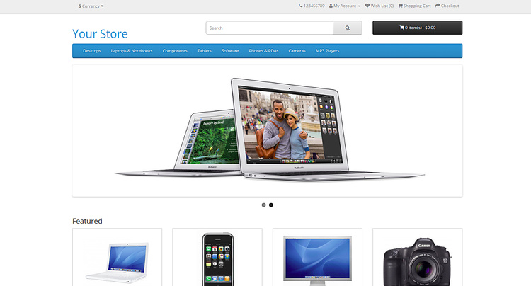 Frontend de la tienda OpenCart