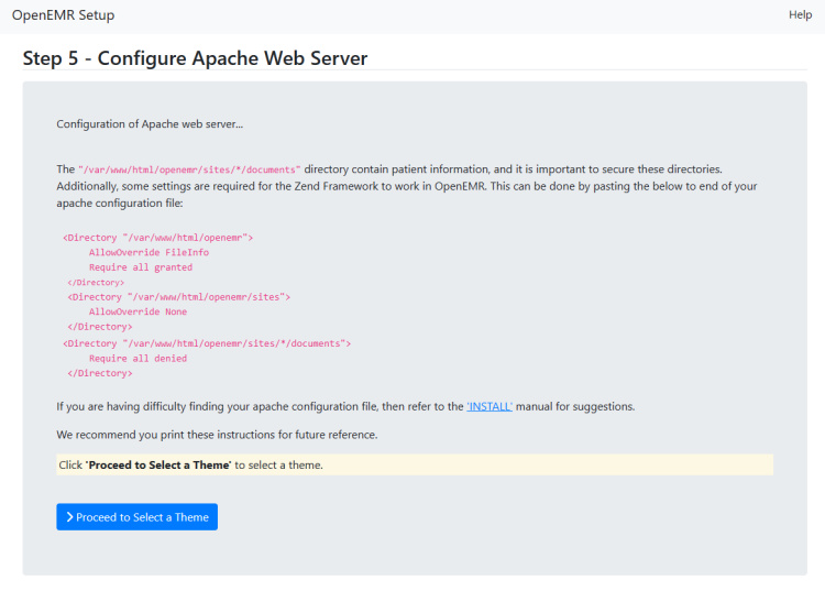 Configuración Apache de OpenEMR