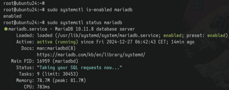 comprobar mariadb