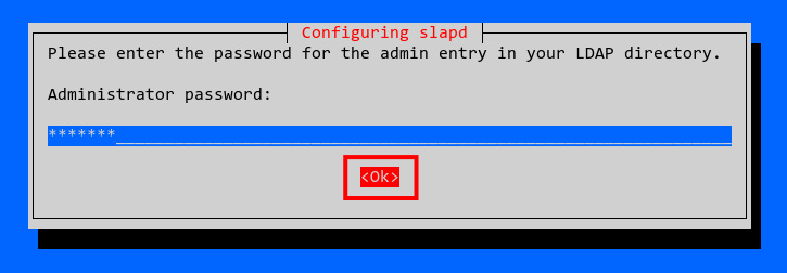 Introducir la contraseña de administrador OpenLDAP