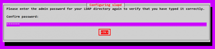 confirmar la contraseña de openldap admin