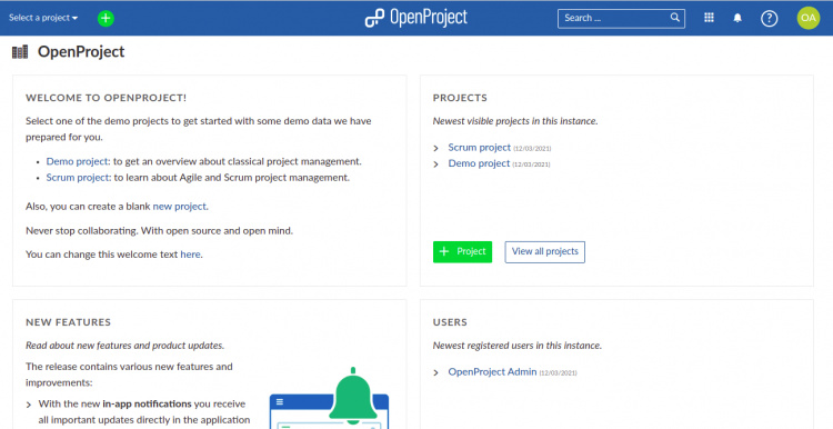 Panel de control de OpenProject