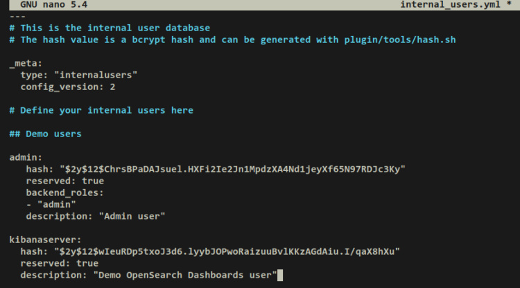 configurar usuarios opensearch