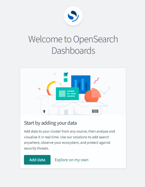 Tableros OpenSearch Página Añadir Datos
