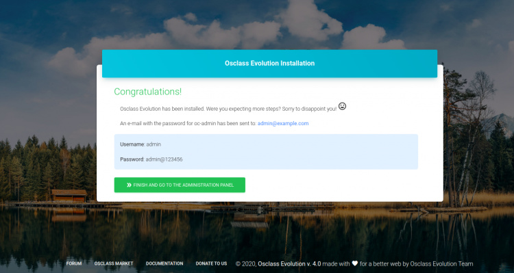 Instalación realizada con éxito