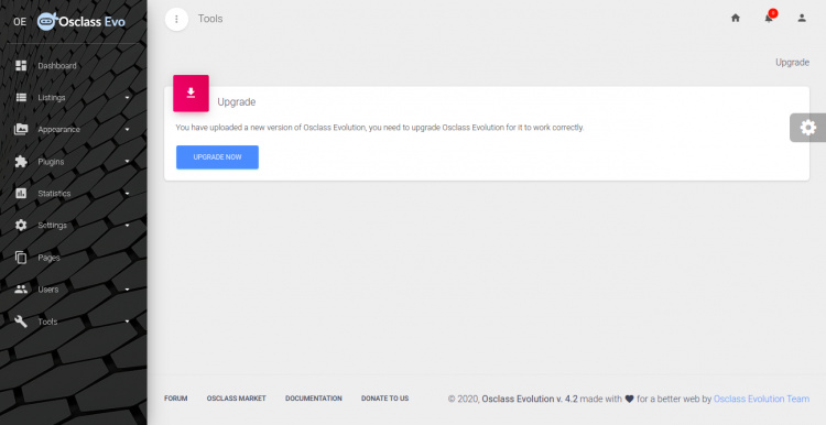 Panel de control de OSClass