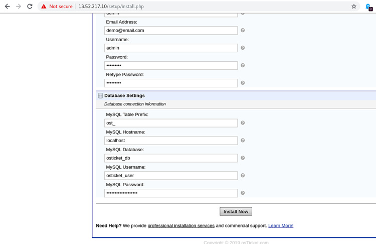 Configuración de la base de datos