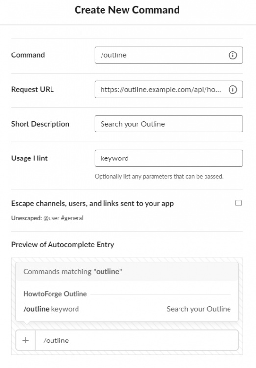 Esquema Wiki Crear Comando Slack