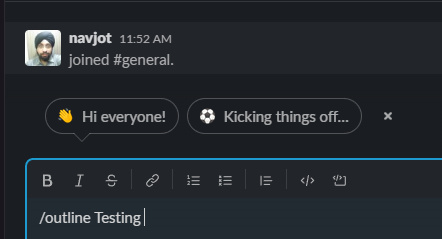 Esquema Wiki Slack App Mensaje