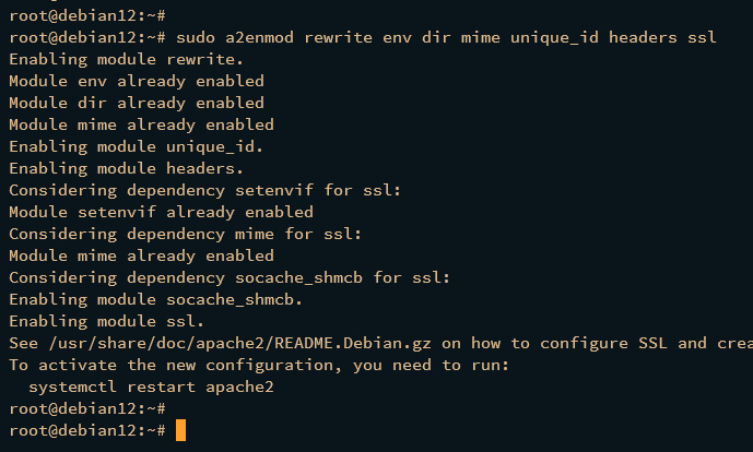 activar módulos apache2