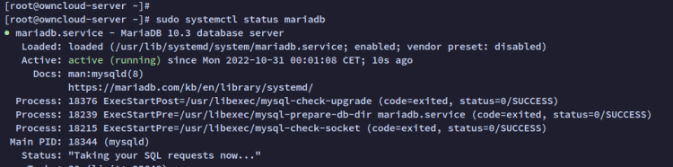 comprobar mariadb