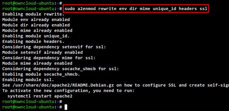 activar los módulos de apache2